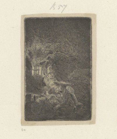 夜のエジプトへのフライトで休憩 作： Rembrandt van Rijn