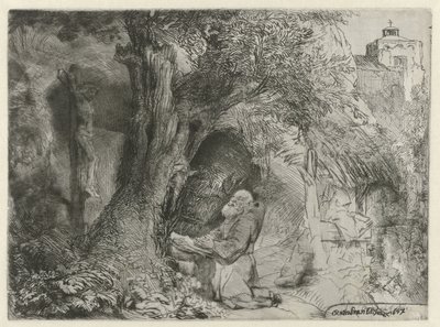 木の下で祈る聖フランチェスコ 木の下で祈る聖フランチェスコ 作： Rembrandt van Rijn