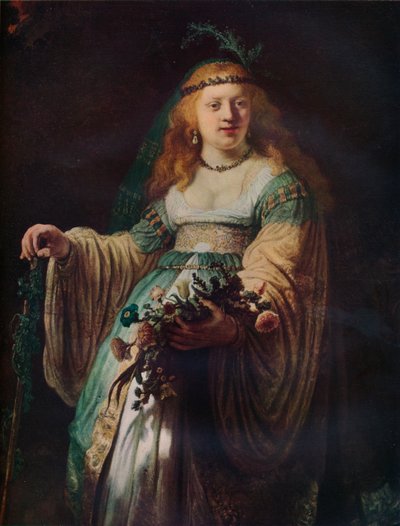 アルカディアンの衣装を着たウイレンブルグのサスキア、1635年 作： Rembrandt van Rijn