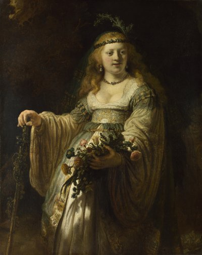 アルカディアンの衣装を着たウイレンブルグのサスキア、1635年 作： Rembrandt van Rijn