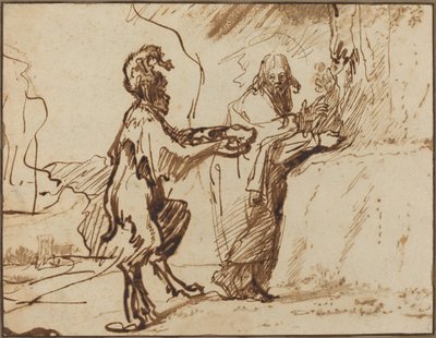 サタンは石をパンに変えるようキリストを誘惑する 作： Rembrandt van Rijn