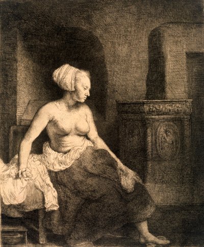着席女性ヌード、1658 作： Rembrandt van Rijn