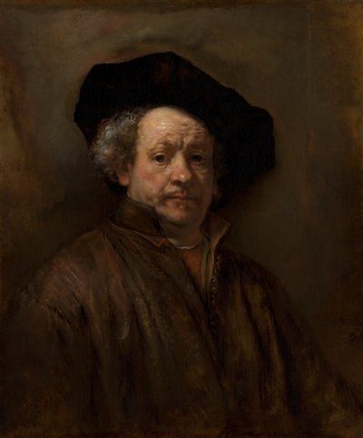 自画像、1660年。 作： Rembrandt van Rijn