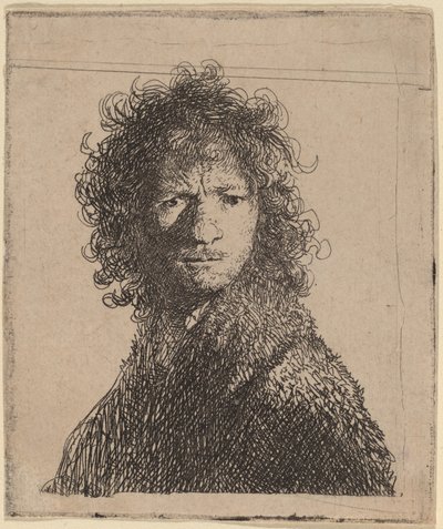 自画像、しかめっ面 作： Rembrandt van Rijn