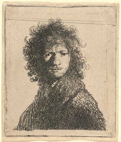 自画像、しかめっ面 作： Rembrandt van Rijn