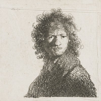 自画像のしかめっ面、1630 作： Rembrandt van Rijn