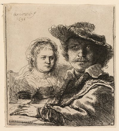 サスキアとの自画像 作： Rembrandt van Rijn