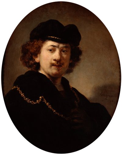 金の鎖を持つ自画像、1633年。 作： Rembrandt van Rijn