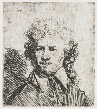 自画像、裸 裸の自画像：バスト、ラフエッチング 作： Rembrandt van Rijn