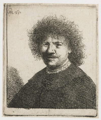 襟が垂れたマントの自画像：バスト 作： Rembrandt van Rijn