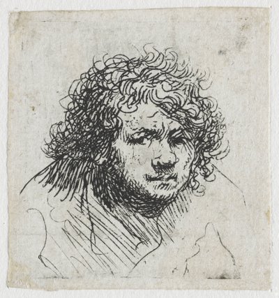 前かがみの自画像：バスト 作： Rembrandt van Rijn