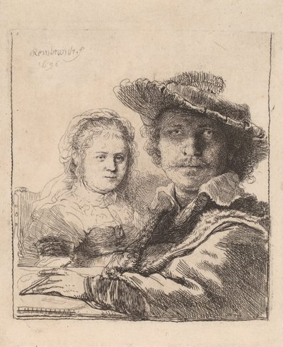 サスキアとの自画像、1636 作： Rembrandt van Rijn