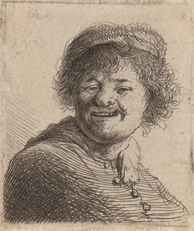 キャップ笑いの自画像、1630 作： Rembrandt van Rijn