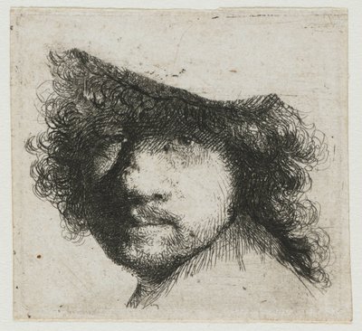 研究のシート: アーティストの頭 作： Rembrandt van Rijn