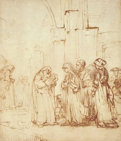 神殿のシメオンとイエス（絵） 作： Rembrandt van Rijn