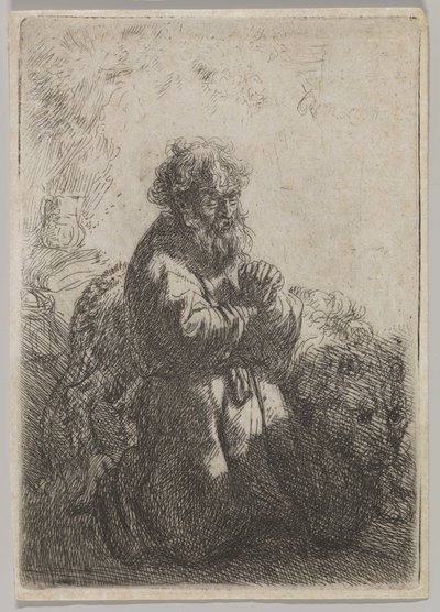 祈りの聖ジェローム、1635年。 作： Rembrandt van Rijn
