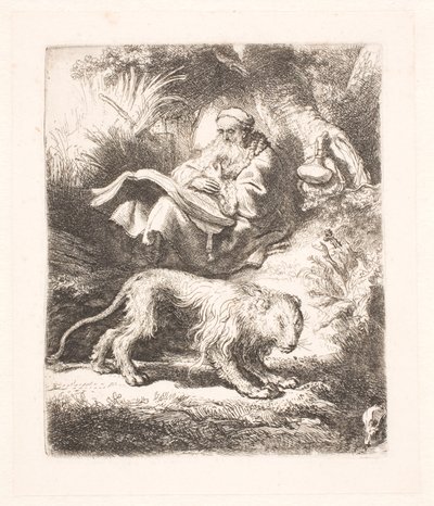 聖ジェローム読書 作： Rembrandt van Rijn