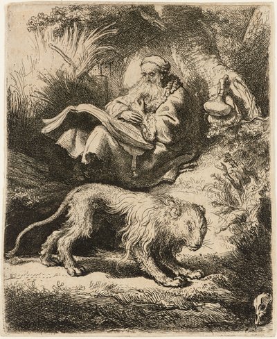 聖ジェロームの読書、1634年。 作： Rembrandt van Rijn