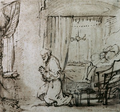 タビサの蜂起前の聖ペテロの祈り、1654-55年 作： Rembrandt van Rijn