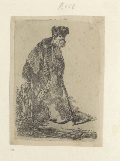 Staande man puts een lange mantel in bontmuts 原画集85点（連載タイトル） 作： Rembrandt van Rijn