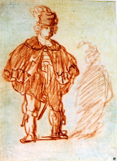 立ち俳優、1630年代。 作： Rembrandt van Rijn