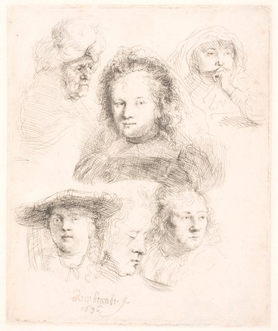 サスキアなどの首の研究 作： Rembrandt van Rijn