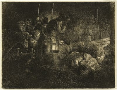 羊飼いの崇拝：夜の作品 作： Rembrandt van Rijn