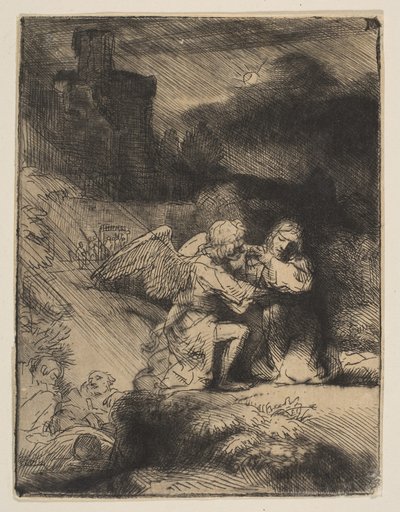 庭の苦しみ、ca。 1652年。 作： Rembrandt van Rijn