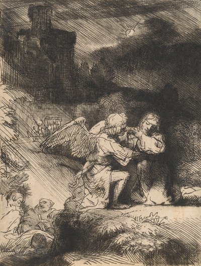 庭の苦悶、1657年頃（エッチングとドライポイント） 作： Rembrandt van Rijn