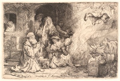 トビトの家族から出て行く天使 作： Rembrandt van Rijn