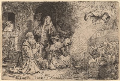 トビアスの家族を離れる天使 作： Rembrandt van Rijn
