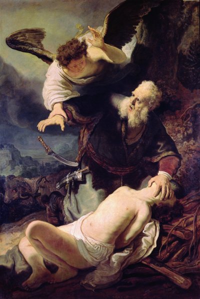 アイザックを犠牲にすることからアブラハムを止める天使、1636 作： Rembrandt van Rijn