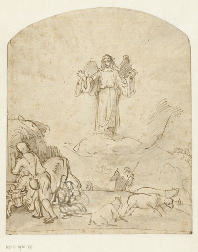 羊飼いたちへの受胎告知 作： Rembrandt van Rijn