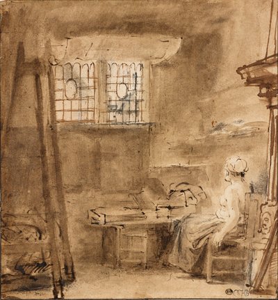 アーティストのスタジオ、1659 作： Rembrandt van Rijn