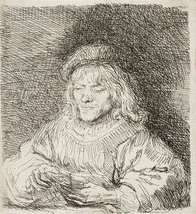 カードプレーヤー、1641 作： Rembrandt van Rijn
