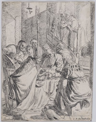 割礼、約。 1625年頃。 1625年。 作： Rembrandt van Rijn
