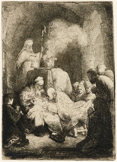 割礼：小皿、1630年。 作： Rembrandt van Rijn