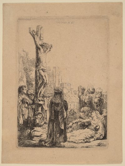 「磔刑」：小版画 作： Rembrandt van Rijn