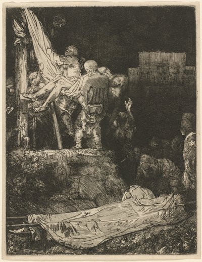 たいまつによる十字架からの降下 作： Rembrandt van Rijn