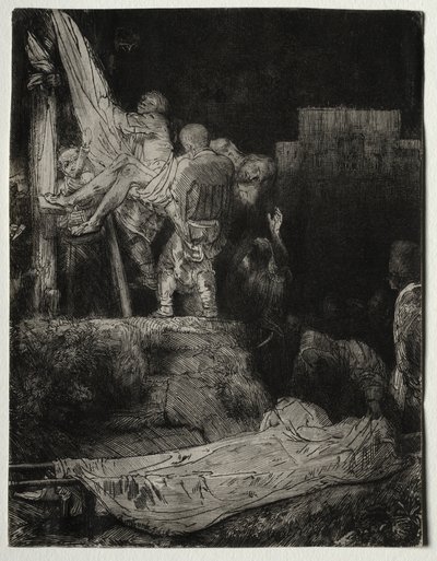 たいまつによる十字架からの降下 作： Rembrandt van Rijn
