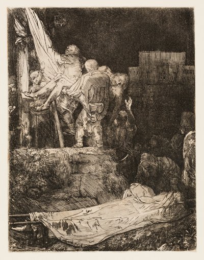 たいまつによる十字架からの降下 作： Rembrandt van Rijn