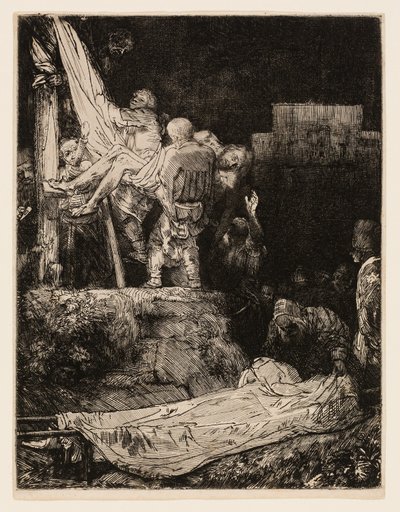 たいまつによる十字架からの降下 作： Rembrandt van Rijn