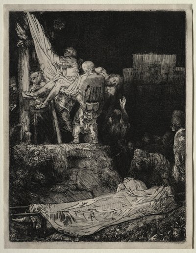 たいまつによる十字架からの降下 作： Rembrandt van Rijn