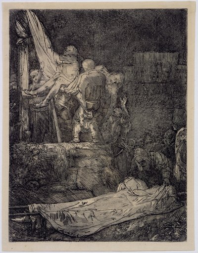 たいまつによる十字架からの降下 作： Rembrandt van Rijn