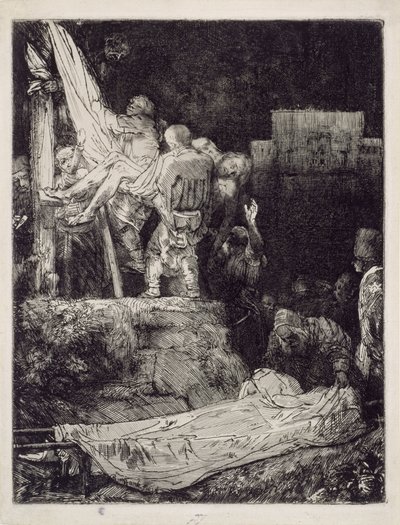 「松明の光に照らされた『十字架からの降下』」 作： Rembrandt van Rijn