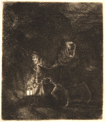 エジプトへの逃避：夜の作品 作： Rembrandt van Rijn