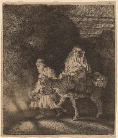 エジプトへの逃避：夜の作品 作： Rembrandt van Rijn