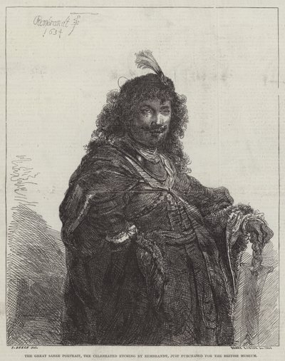 グレートセイバーの肖像、有名なエッチング 作： Rembrandt van Rijn
