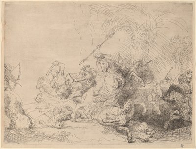大きなライオン狩り 作： Rembrandt van Rijn
