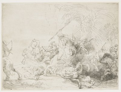 大ライオン狩り、1641 作： Rembrandt van Rijn